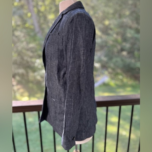 Banana Republic Boyfriend Blazer Size 4 Dark Blue Chambray Coat - Picture 4 of 9
